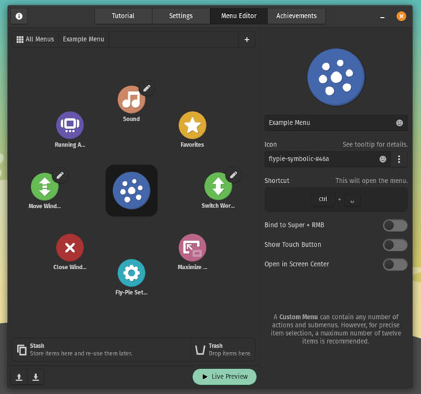 Fly-Pie:一个为鼠标操作为主的用户提供的有趣菜单启动器 Fly-Pie:一个为鼠标操作为主的用户提供的有趣菜单启动器
